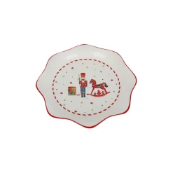 CHRISTIANIA 1739 Juletid Asjett Gyngehest Rød Bølgekant 21cm