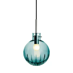 HADELAND GLASSVERK Krystallkule Taklampe Stor Stjerne Blågrønn