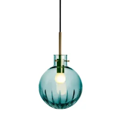 HADELAND GLASSVERK Krystallkule Taklampe Stor Stjerne Blågrønn