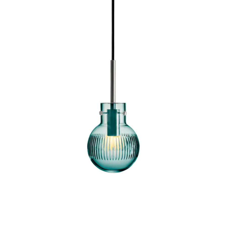 HADELAND GLASSVERK Krystallkule Taklampe Skjær Blågrønn