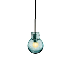 HADELAND GLASSVERK Krystallkule Taklampe Soda Blågrønn
