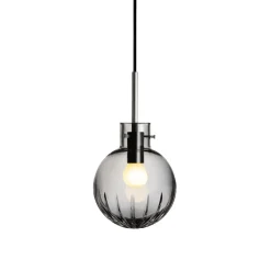 HADELAND GLASSVERK Krystallkule Taklampe Stor Stjerne Røkgrå