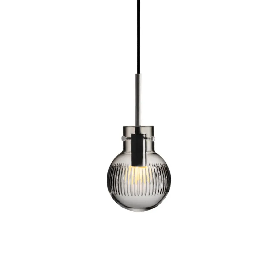 HADELAND GLASSVERK Krystallkule Taklampe Skjær Røkgrå