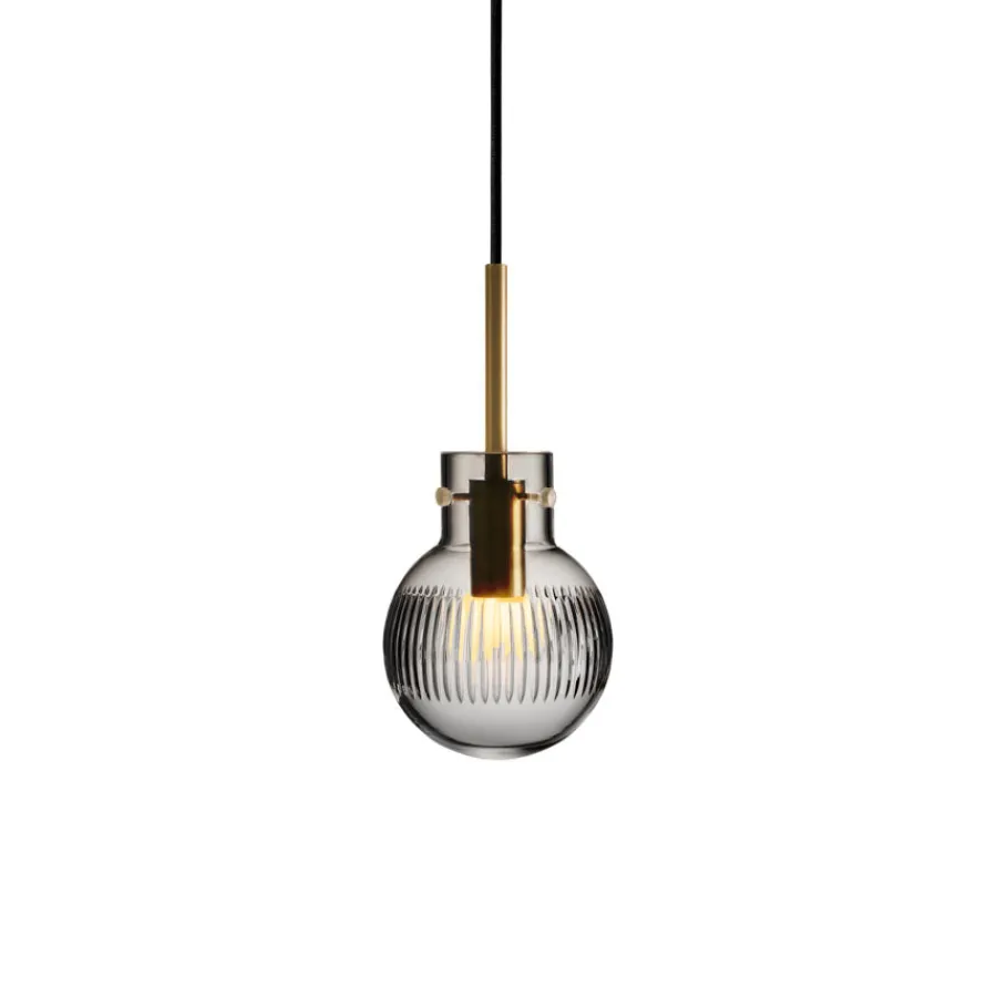 HADELAND GLASSVERK Krystallkule Taklampe Skjær Røkgrå