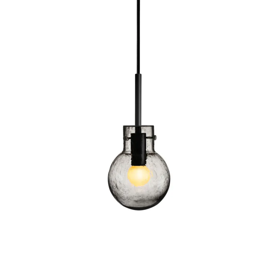 HADELAND GLASSVERK Krystallkule Taklampe Soda Røkgrå