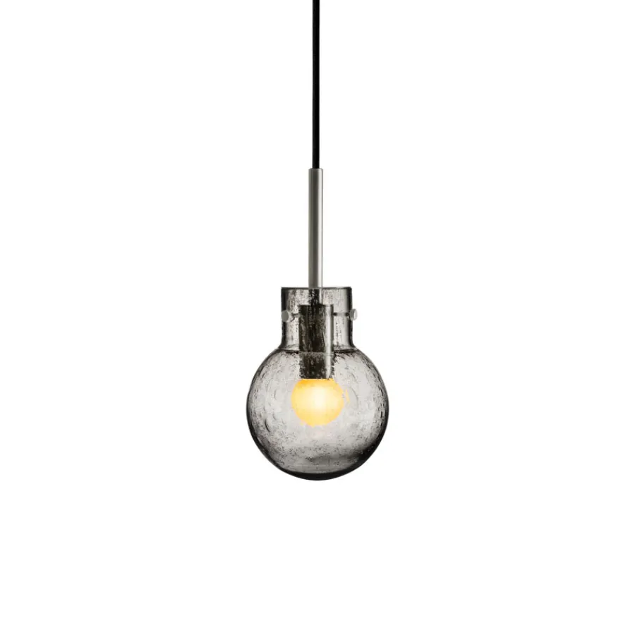 HADELAND GLASSVERK Krystallkule Taklampe Soda Røkgrå