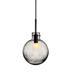 HADELAND GLASSVERK Krystallkule Taklampe Soda Røkgrå