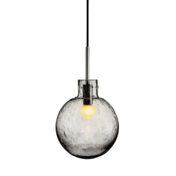 HADELAND GLASSVERK Krystallkule Taklampe Soda Røkgrå