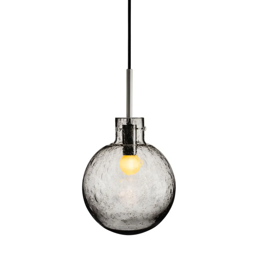 HADELAND GLASSVERK Krystallkule Taklampe Soda Røkgrå