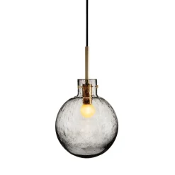 HADELAND GLASSVERK Krystallkule Taklampe Soda Røkgrå