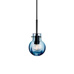 HADELAND GLASSVERK Krystallkule Taklampe Optikk Stålblå