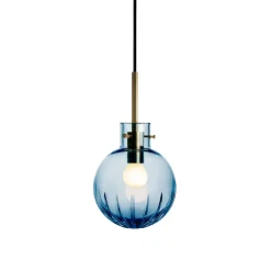 HADELAND GLASSVERK Krystallkule Taklampe Stor Stjerne Stålblå