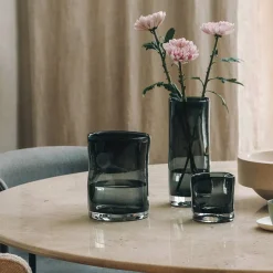 HADELAND GLASSVERK Sine Telysholder 12,5x10,5cm Røkgrå