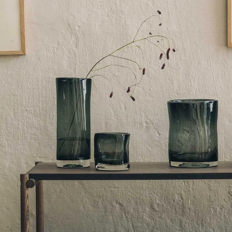 HADELAND GLASSVERK Sine Vase 29,5x11cm Røkgrå