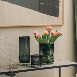 HADELAND GLASSVERK Sine Vase 29,5x11cm Røkgrå