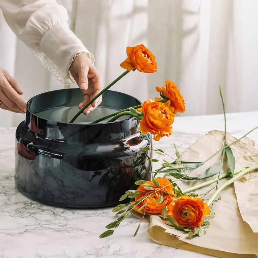 HADELAND GLASSVERK Tindre Vase/Lyslykt Røkgrå 17,8cm