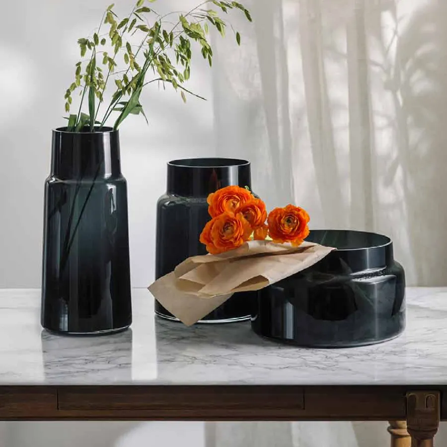 HADELAND GLASSVERK Tindre Vase Røkgrå 38,7cm