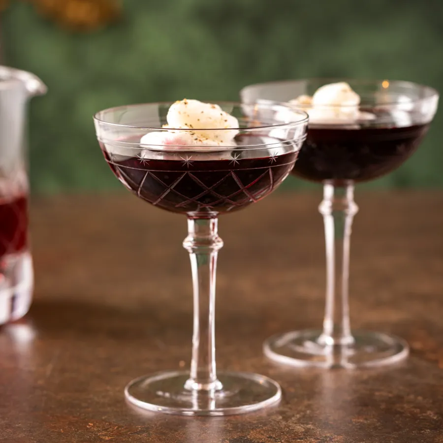 HADELAND GLASSVERK Victoria Champagneskål Ruteslip 25cl Klar