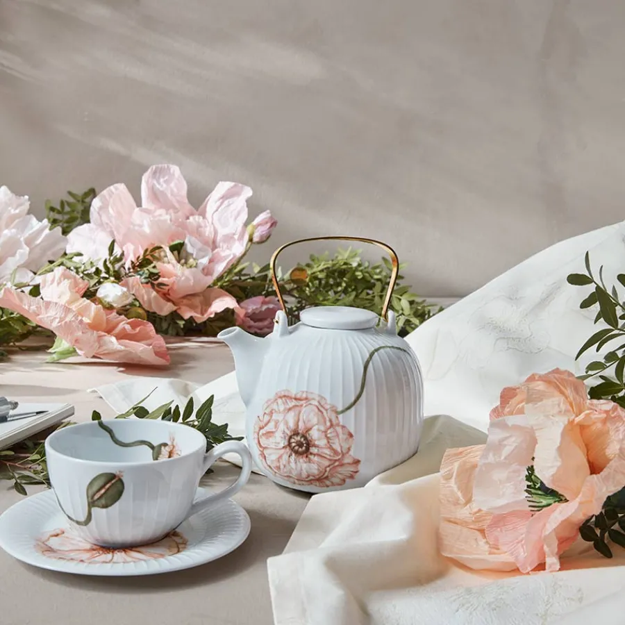 KÄHLER DESIGN Kähler Hammershøi Poppy Tekopp m/Skål 38cl Hvit m/Dekor