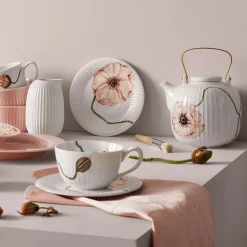 KÄHLER DESIGN Kähler Hammershøi Poppy Tekopp m/Skål 38cl Hvit m/Dekor