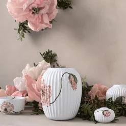 KÄHLER DESIGN Kähler Hammershøi Poppy Vase 21cm Hvit m/Dekor