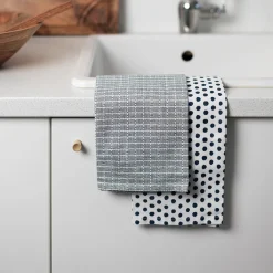 CHRISTIANIA 1739 Kjøkkenhåndkle Blå/Mønster Bomull 50X70cm 2pk