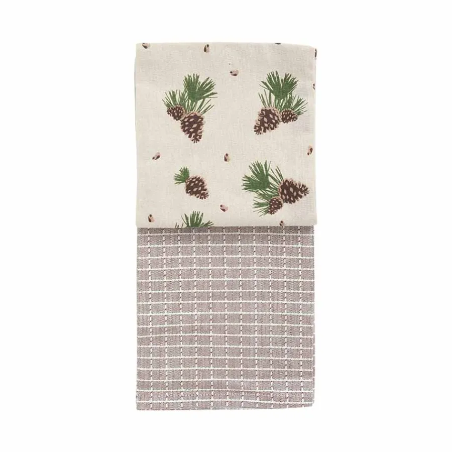 CHRISTIANIA 1739 Kjøkkenhåndkle Furu/Mønster Bomull 50X70cm 2pk