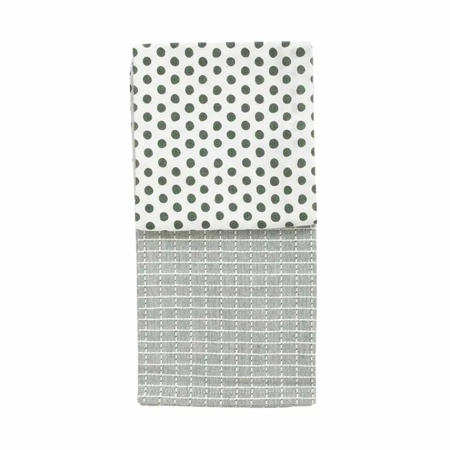 CHRISTIANIA 1739 Kjøkkenhåndkle Grønn/Mønster Bomull 50X70cm 2pk