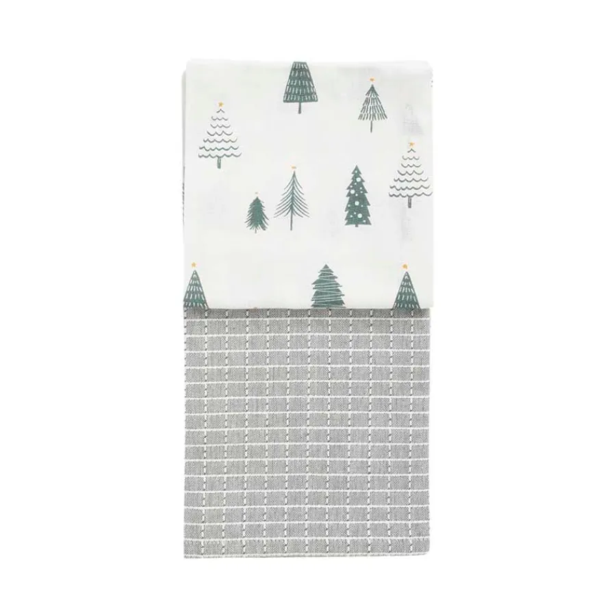 CHRISTIANIA 1739 Kjøkkenhåndkle Skog/Mønster Bomull 50X70cm 2pk