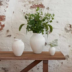 KNABSTRUP KERAMIK Vase 12,5cm Riflet Hvit