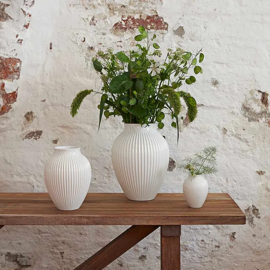KNABSTRUP KERAMIK Vase 12,5cm Riflet Hvit