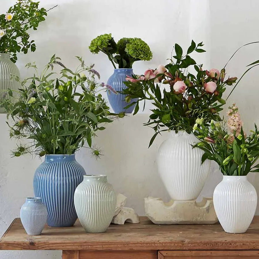 KNABSTRUP KERAMIK Vase 12,5cm Riflet Hvit