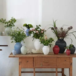 KNABSTRUP KERAMIK Vase 27cm Riflet Svart