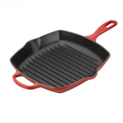 LE CREUSET Kvadratisk Grillpanne Støpejern 26cm Cerise