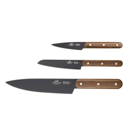 LION SABATIER Phenix Knivsett 3 Deler Sort/Valnøtt