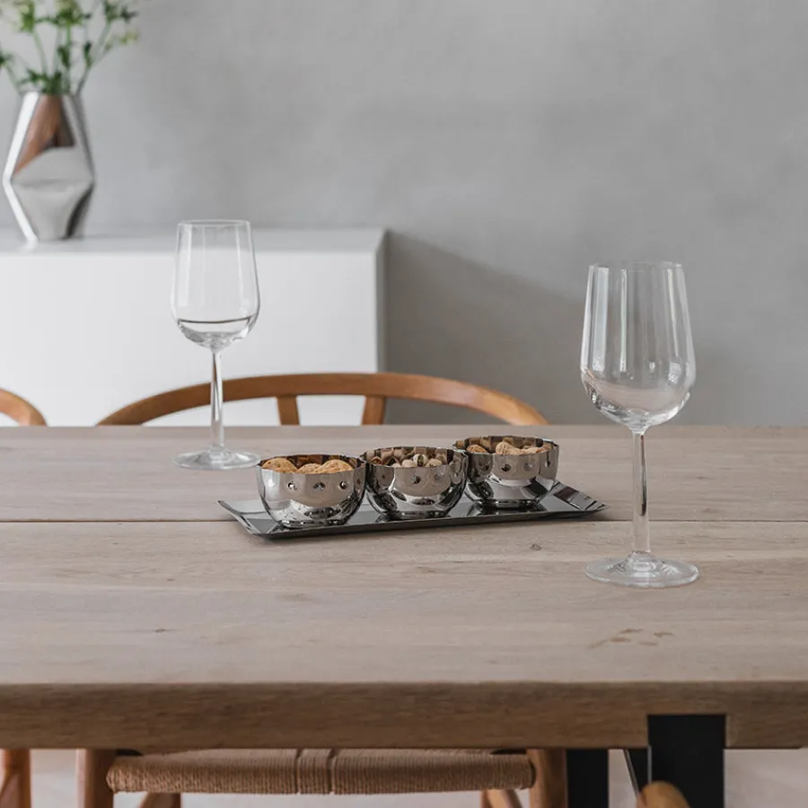 LØVE Løve Vinje Fat m/3 Skåler Rustfritt Stål 30cm Sølv