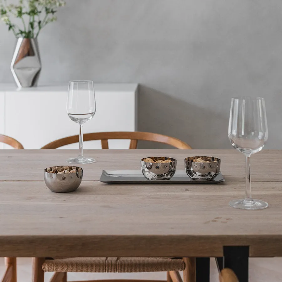 LØVE Løve Vinje Fat m/3 Skåler Rustfritt Stål 30cm Sølv