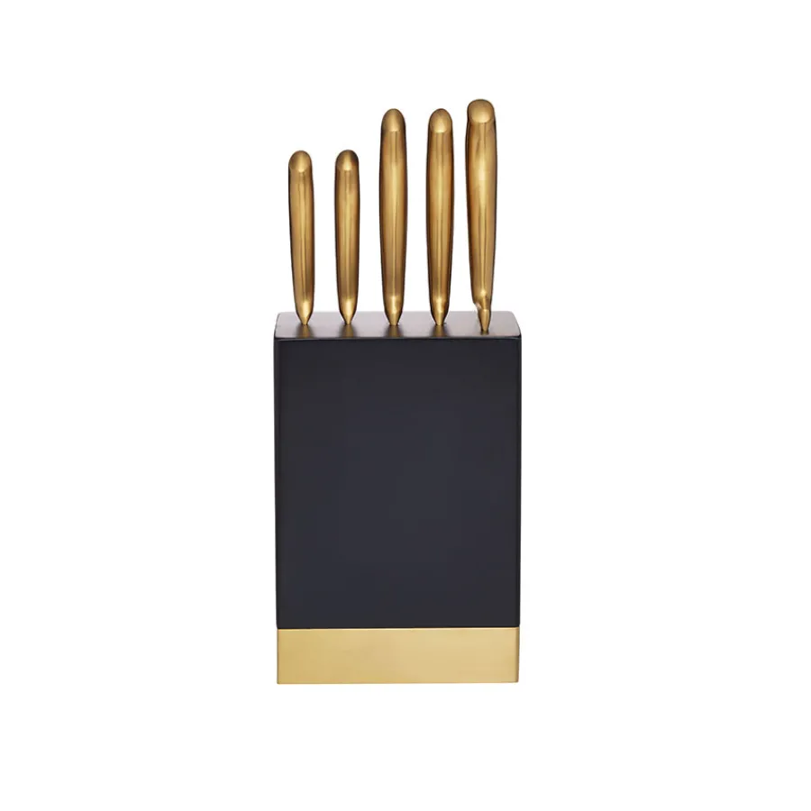 Lifetime Brands Europe ltd Masterclass Knivblokk med 5 Kniver Sort & Gull