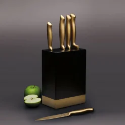 Lifetime Brands Europe ltd Masterclass Knivblokk med 5 Kniver Sort & Gull