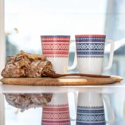 PORSGRUNDS PORSELÆNSFABRIK MAUD KRUS 2 PK RØD/BLÅ M/GAVE ESKE