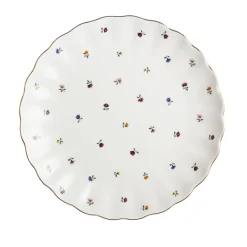 NOVA Lilly Tallerken m/ Blomster og Gullkant 26cm Hvit