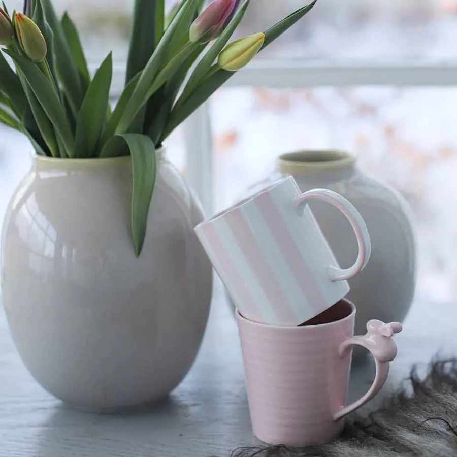 PORSGRUNDS PORSELÆNSFABRIK Porsgrunds Stripekopp 30cl Rosa 2pk