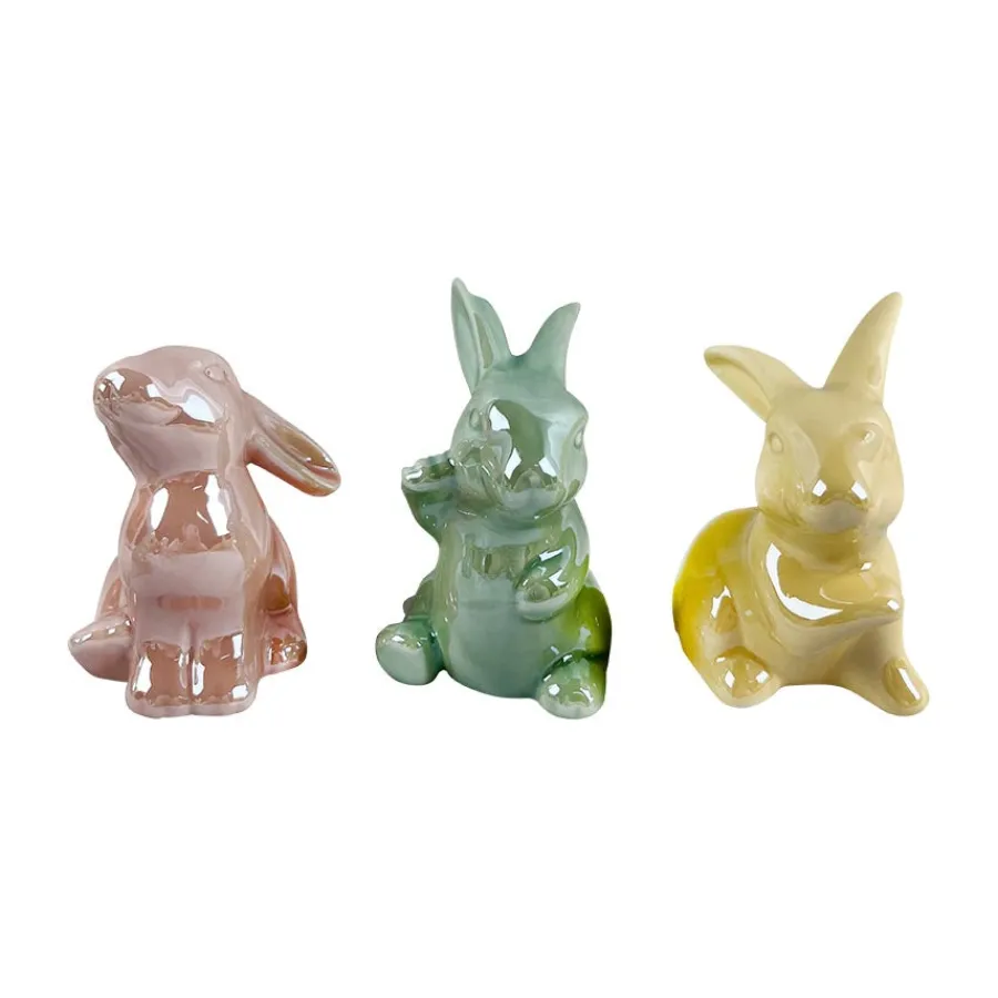 SEASONS Påskeharer 3pk i Pastellfarger