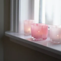 SEASONS Love Collection Lyslykt Blomst 8x8,5cm Mørk Rosa