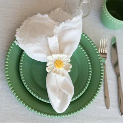 SEASONS Summer Collection Serviettring Porselen m/Heklet Blomst 2pk Hv