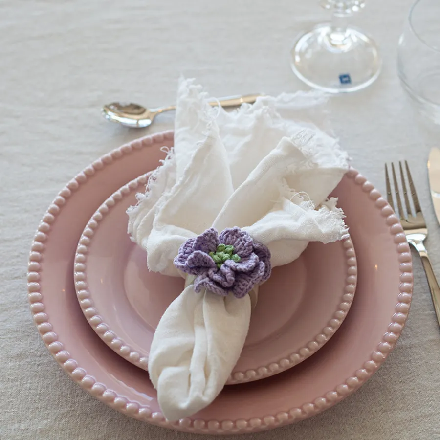 SEASONS Summer Collection Serviettring Porselen m/Heklet Blomst 2pk Hv