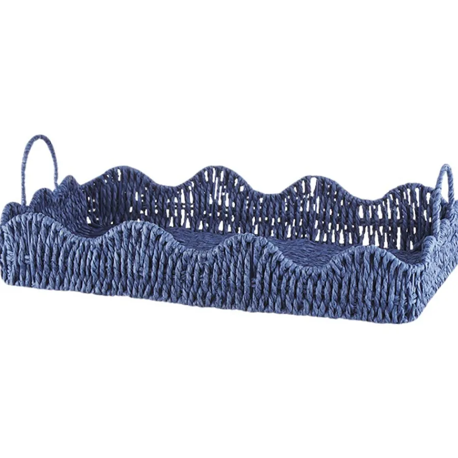 SEASONS Summer Collection Kurv Bølge Bambus 41cm Blå