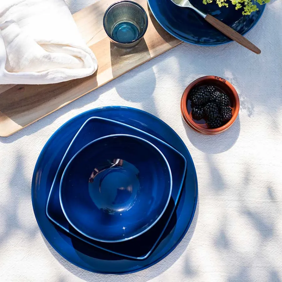 PORSGRUNDS PORSELÆNSFABRIK Sense Cobalt Tallerken Firkant 21cm 4pk