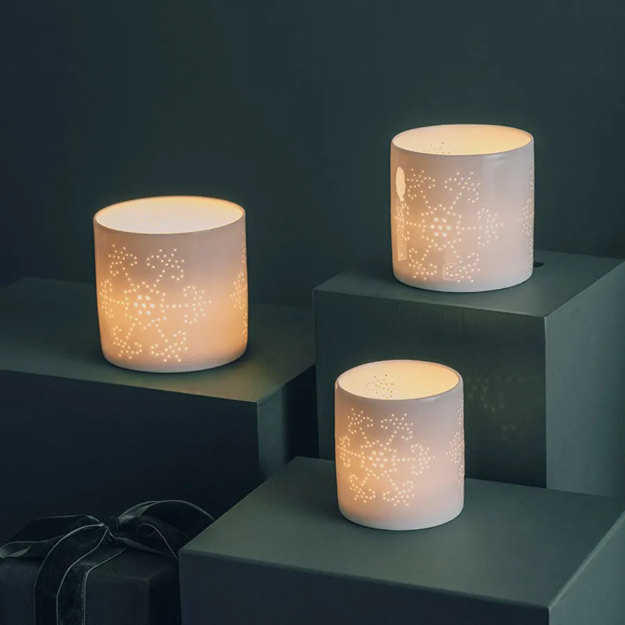 PORSGRUNDS PORSELÆNSFABRIK Snøfnugg Lyslykter 3pk 8, 10, 12cm