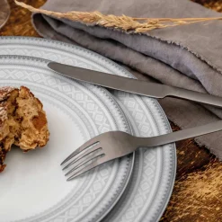 PORSGRUNDS PORSELÆNSFABRIK TALLERKEN FLAT 22 CM GRÅ - 4PK